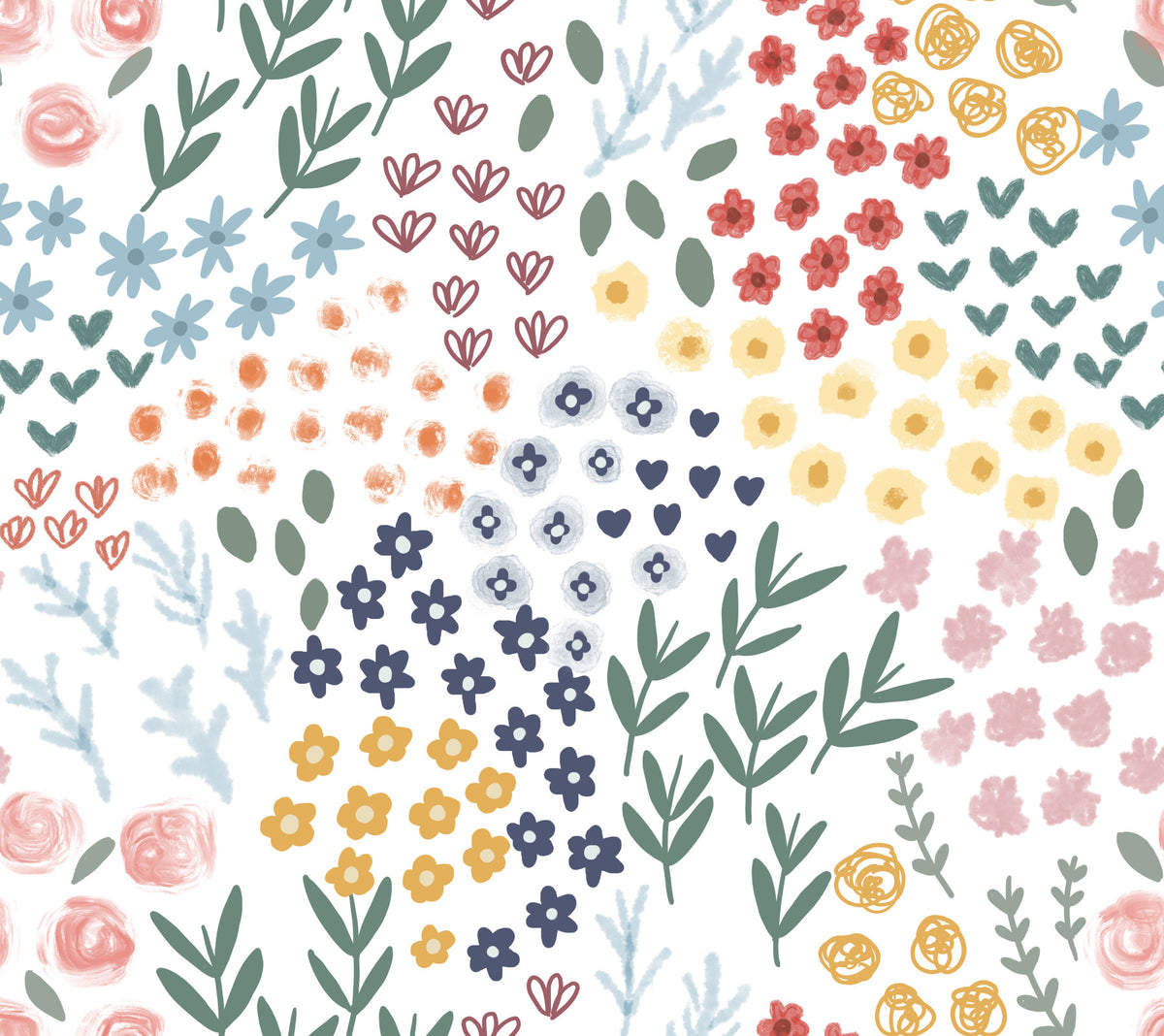 Patchwork Floral Wallpaper⁠ in your room — zoomed