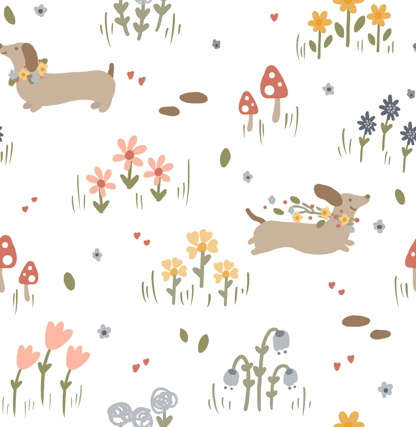 Dachshund and Wildflowers Wallpaper⁠