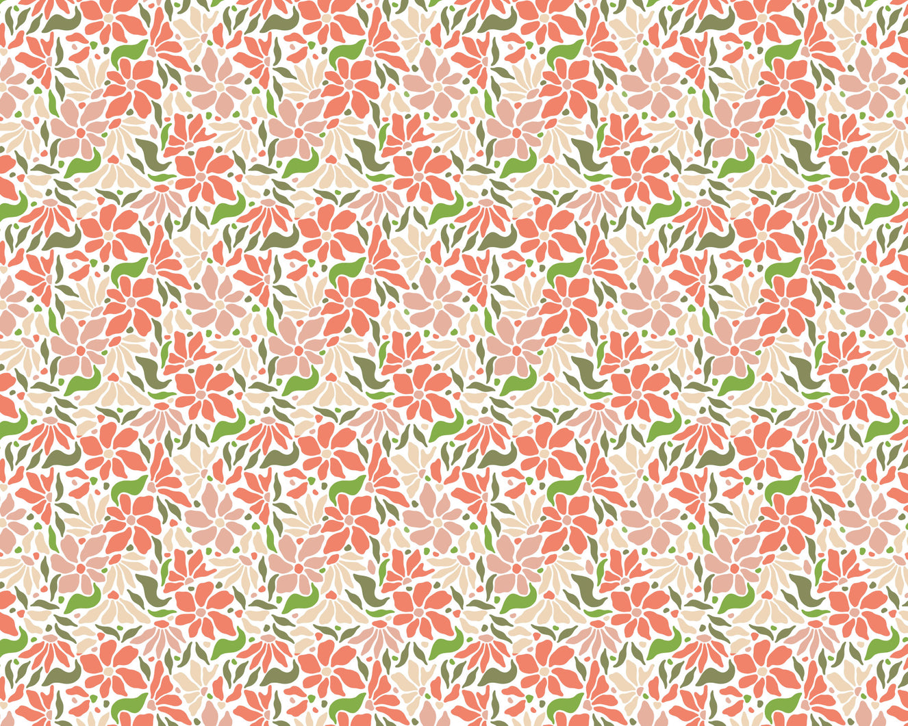 Groovy Flowers Coral Green Wallpaper⁠