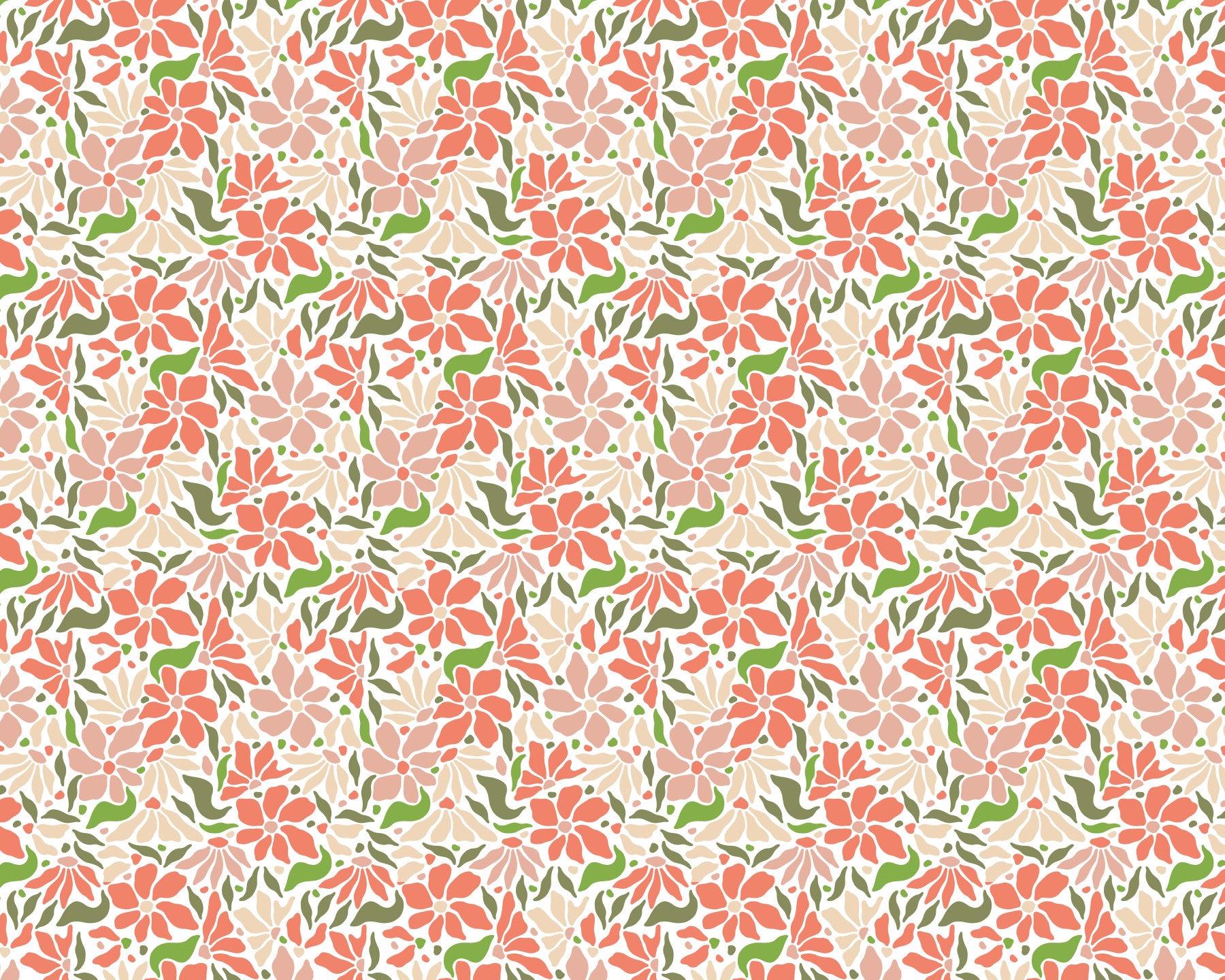 Groovy Flowers Coral Green Wallpaper⁠