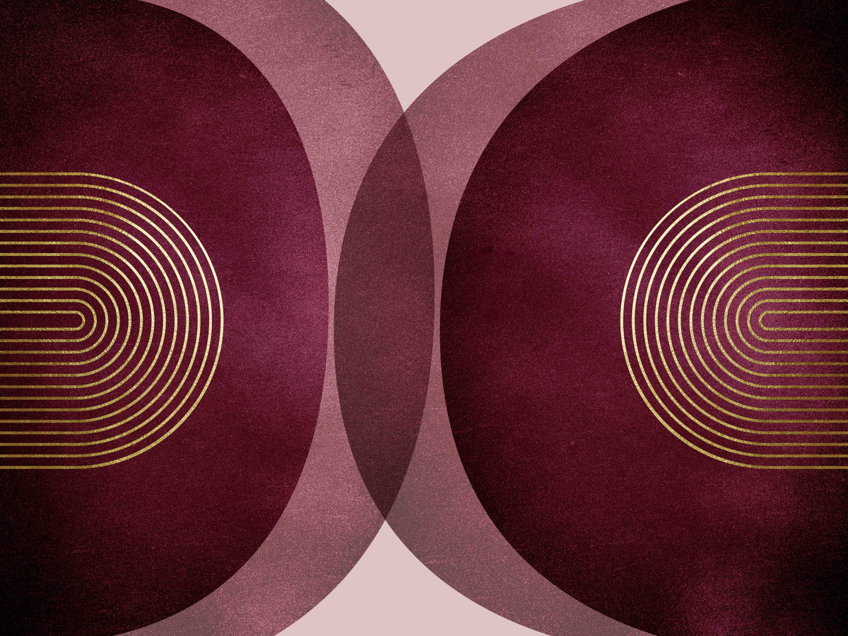 Modern Mid Century Burgundy Wall Mural in your room — zoomed