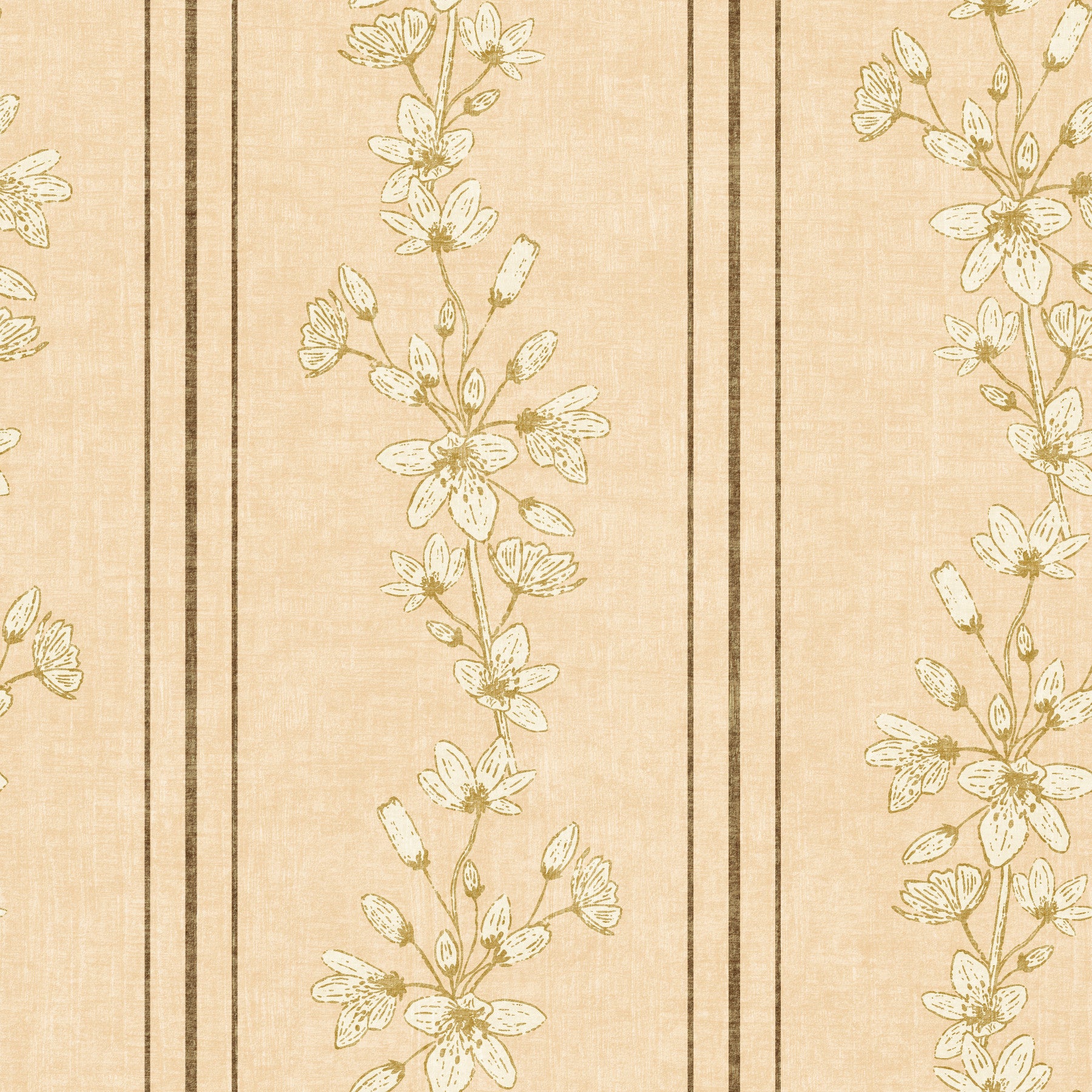 Vintage Bloom Stripes Floral  Soft Yellow Wallpaper⁠ GD392