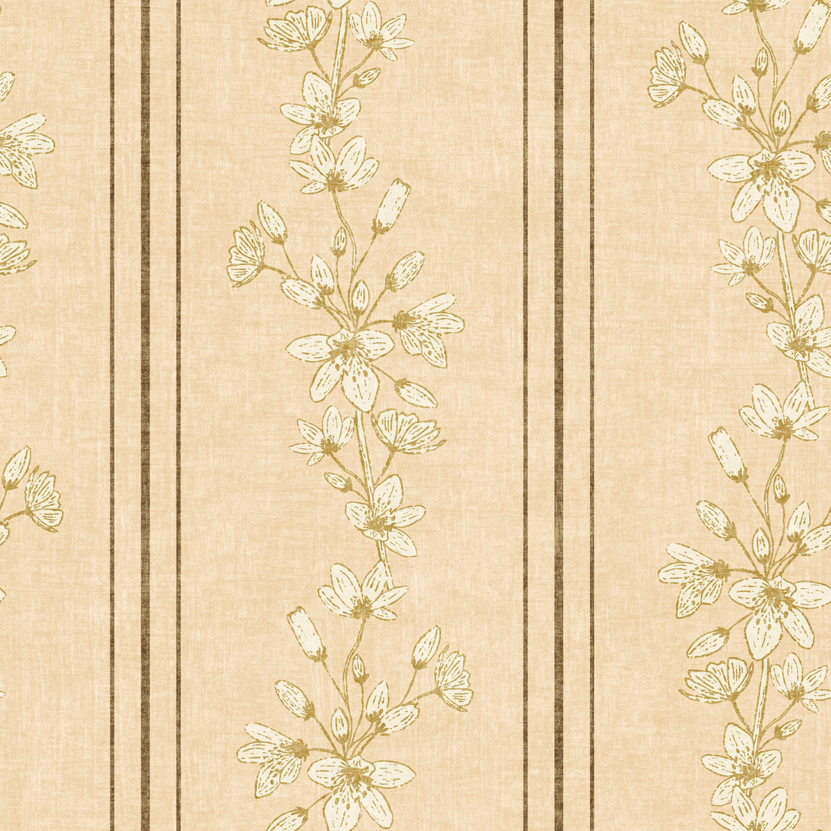 Vintage Bloom Stripes Floral  Soft Yellow Wallpaper⁠ GD392 in your room — zoomed