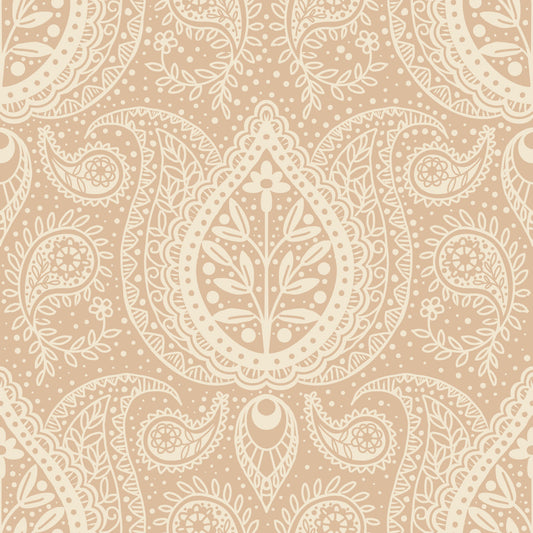 Subtle botanical paisley -  beige Wallpaper⁠