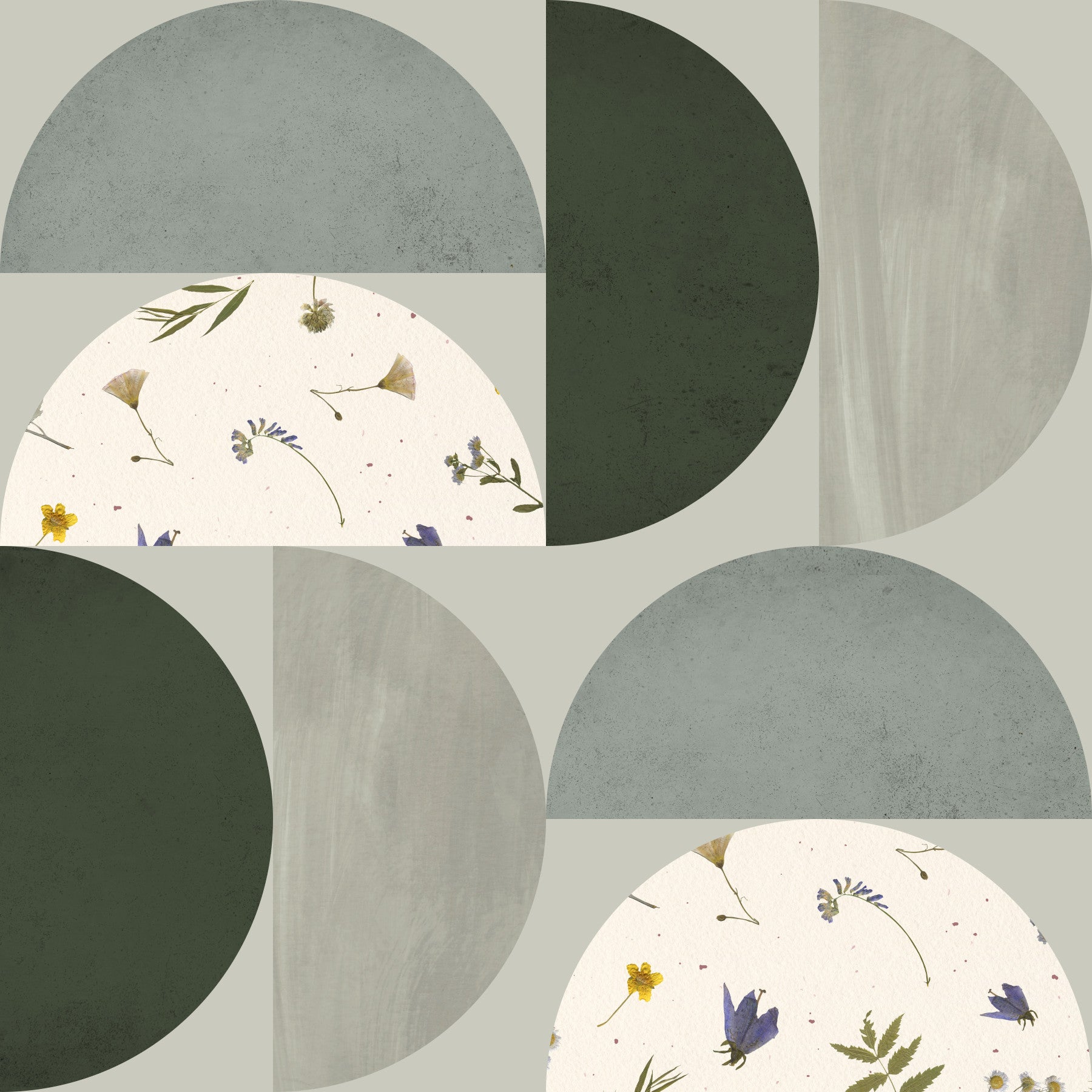 Modern Botanical Semicircles Wallpaper⁠