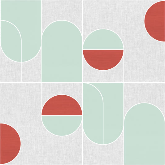 Terracotta & Mint Geometric Wallpaper⁠