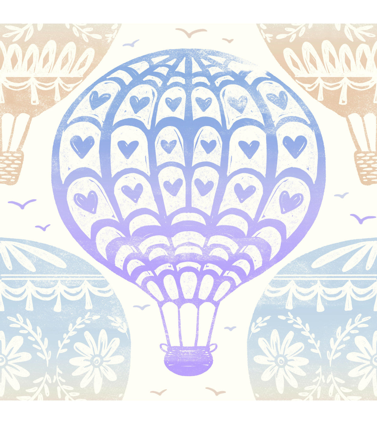 Whimsical Hot Air Balloon Voyage Wallpaper⁠ in your room — zoomed