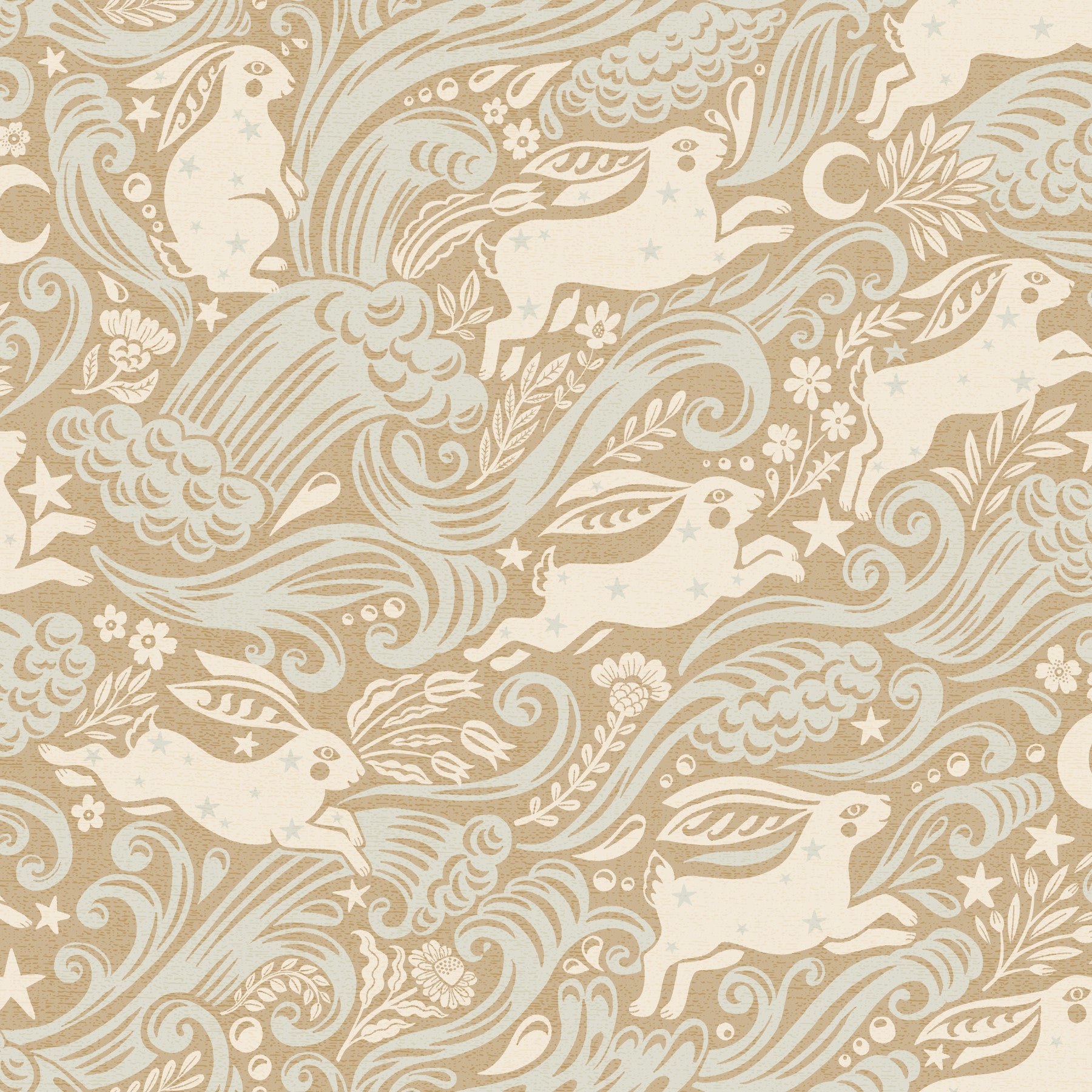 Celestial Sea Rabbit in Gold Square Wallpaper⁠