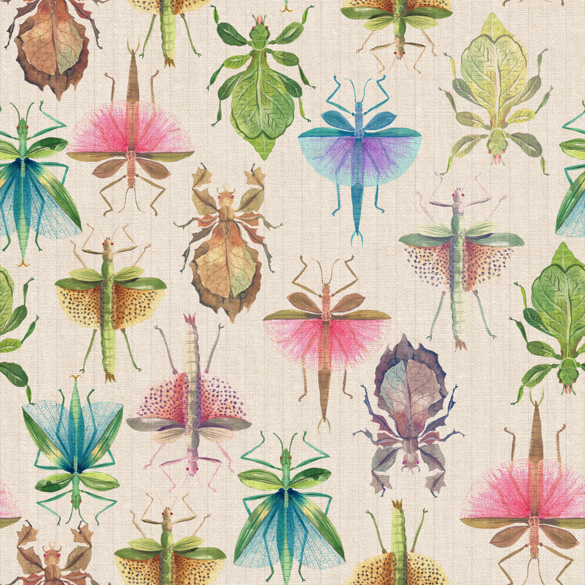 In Plain Sight: Stick & Leaf Insects in Camouflage Wallpaper⁠ in your room — zoomed