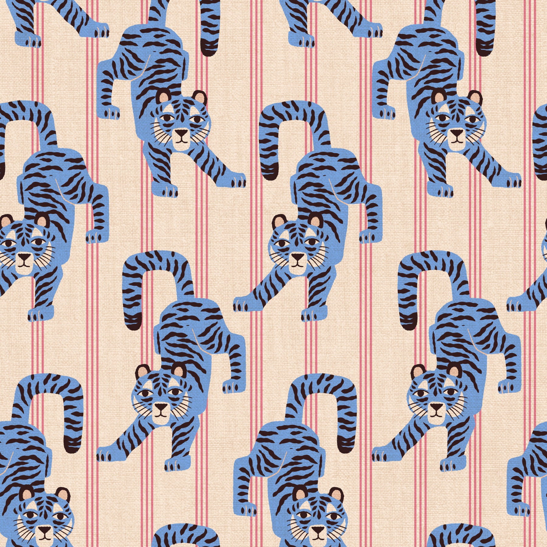 Blue Jumping Tiger Jewel Jungle Wallpaper⁠