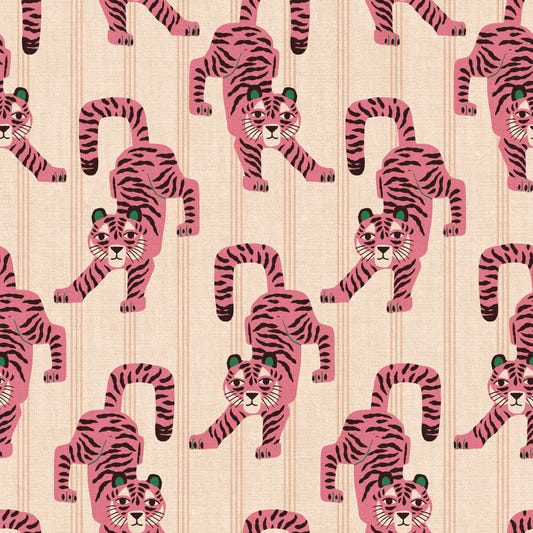 Pink Jumping Tiger Jewel Jungle Wallpaper⁠