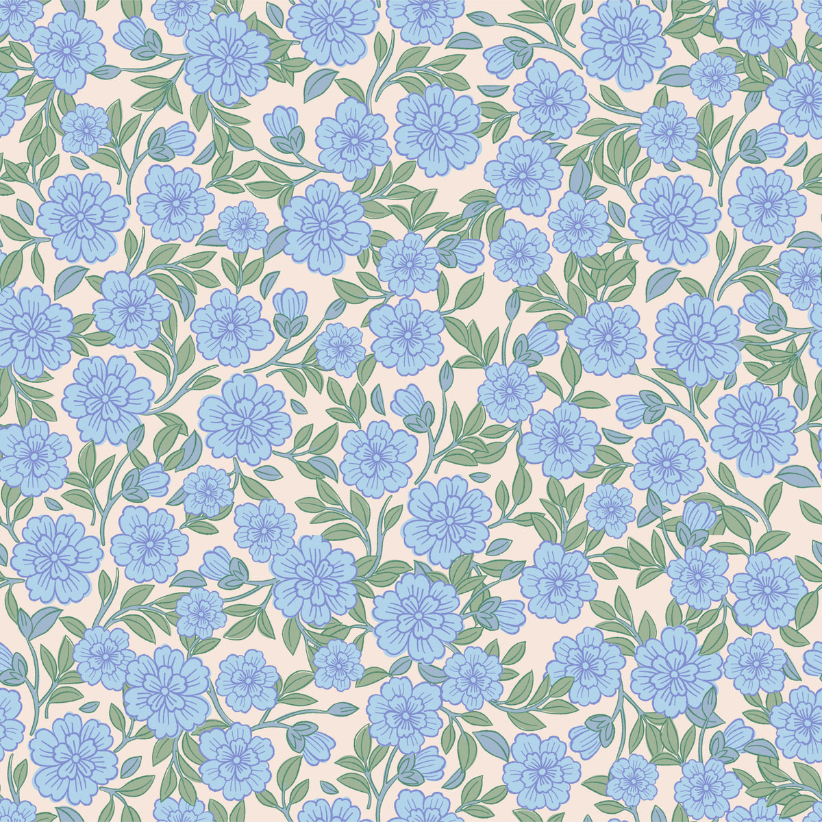 Juno Welcoming Walls Ditsy Blue Floral Wallpaper⁠ in your room — zoomed
