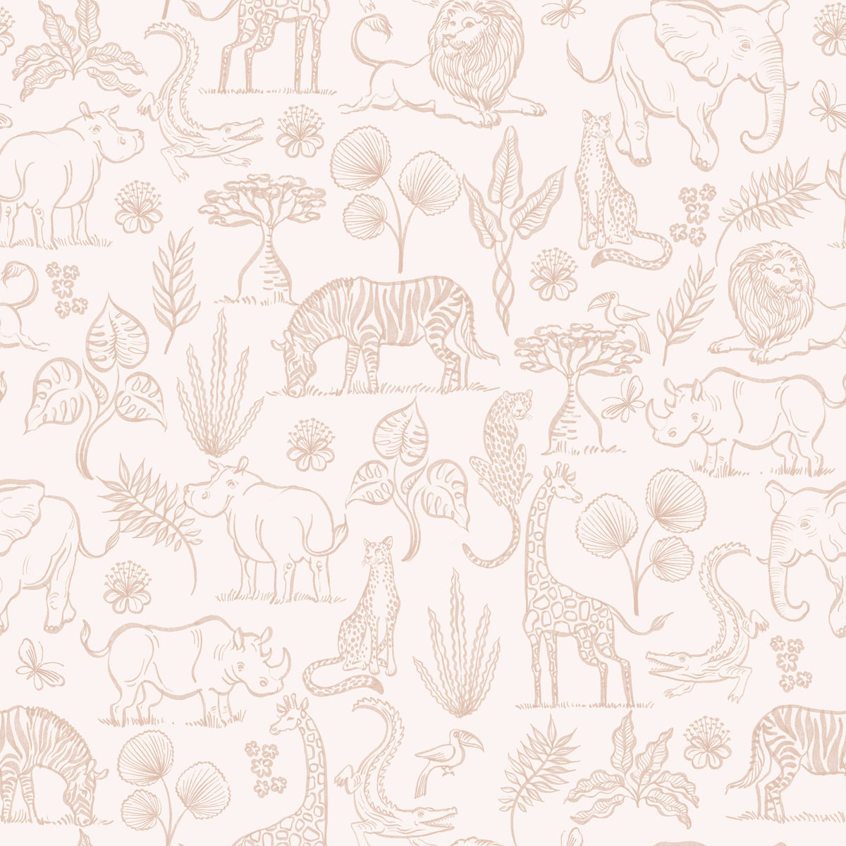 Neutral Safari Adventure Wallpaper⁠ in your room — zoomed