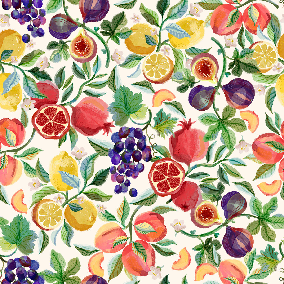Mediterranean Fruit Wallpaper⁠ in your room — zoomed
