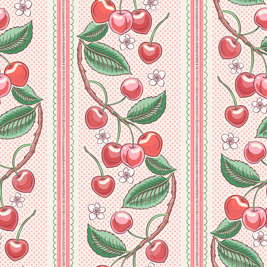 Merry Cherry Stripe Wallpaper⁠