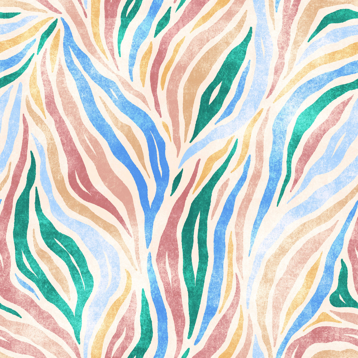 Multicolor Textured Boho Zebra Print Wallpaper⁠ in your room — zoomed