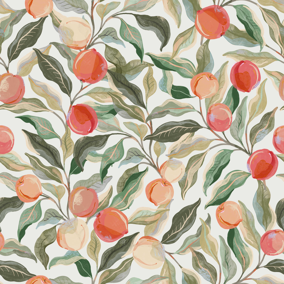 Peaches  Painterly Cherries   Wallpaper⁠ in your room — zoomed