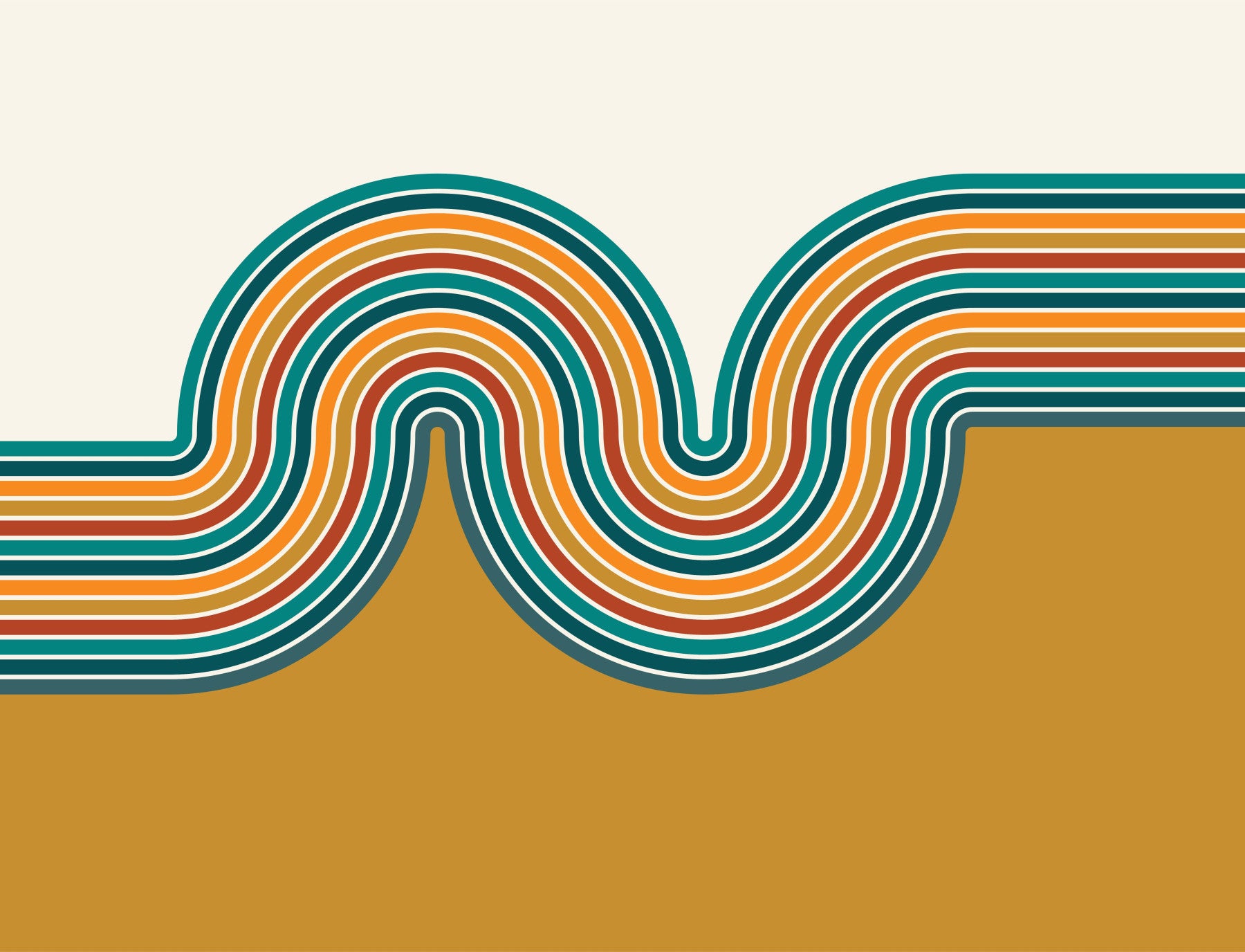 Retro Curvy Lines 2 Wall Mural in your room — zoomed