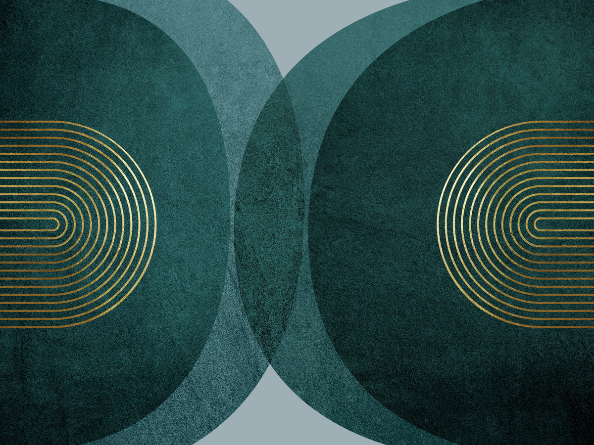 Modern Mid Century in Teal Wall Mural in your room — zoomed