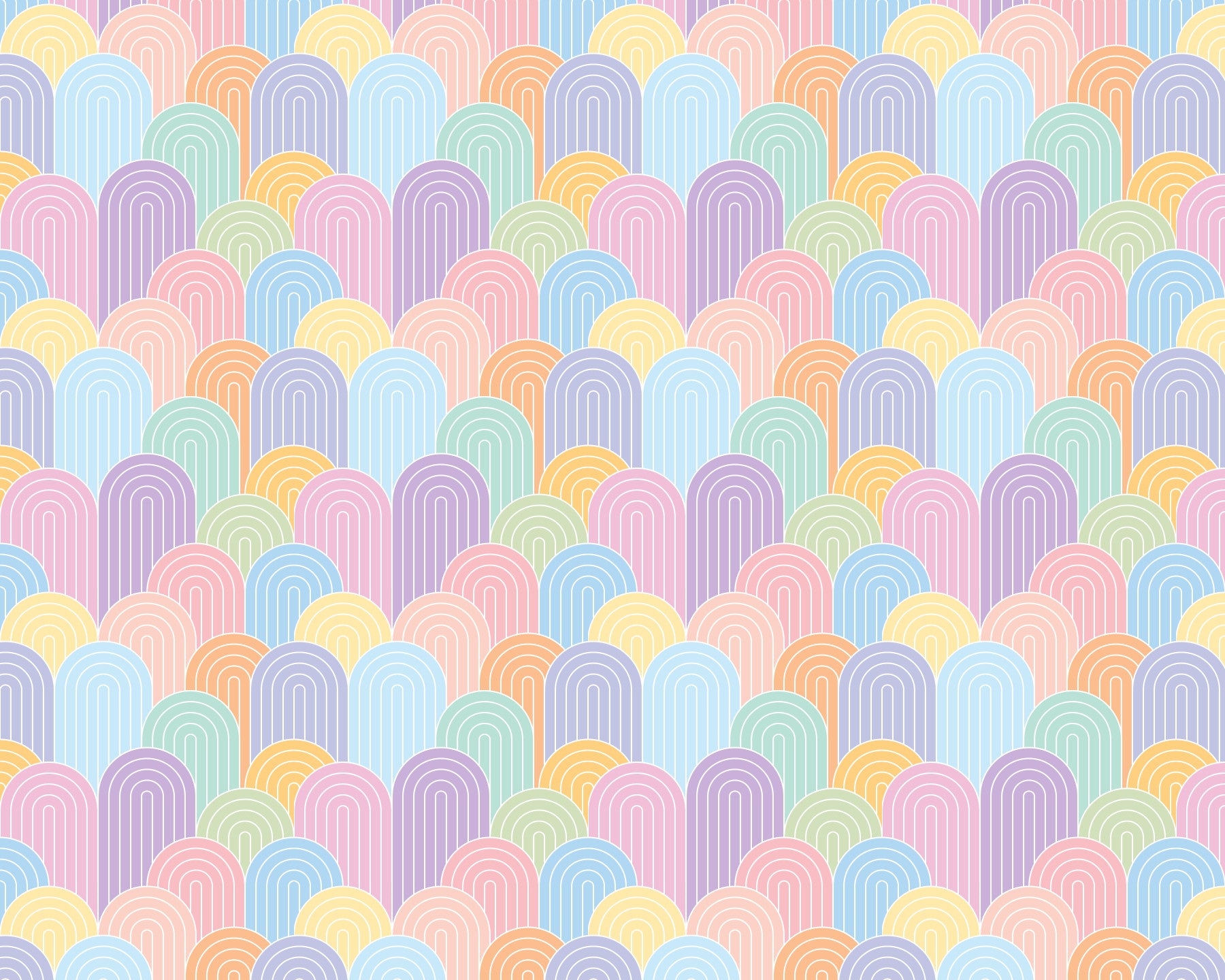 Bright Pastel Rainbows Wall Mural in your room — zoomed