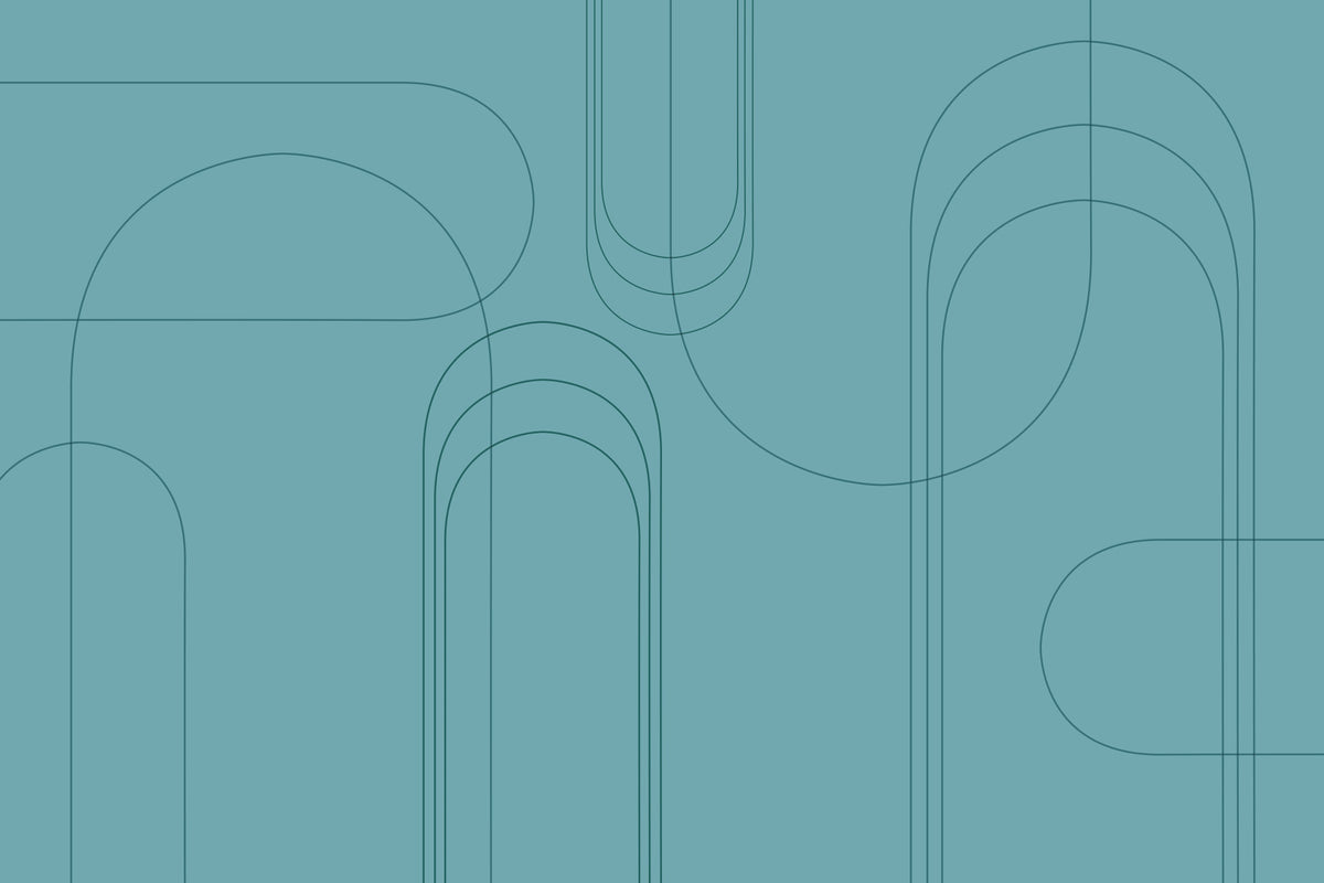 Turquoise Abstract Arches Wall Mural in your room — zoomed