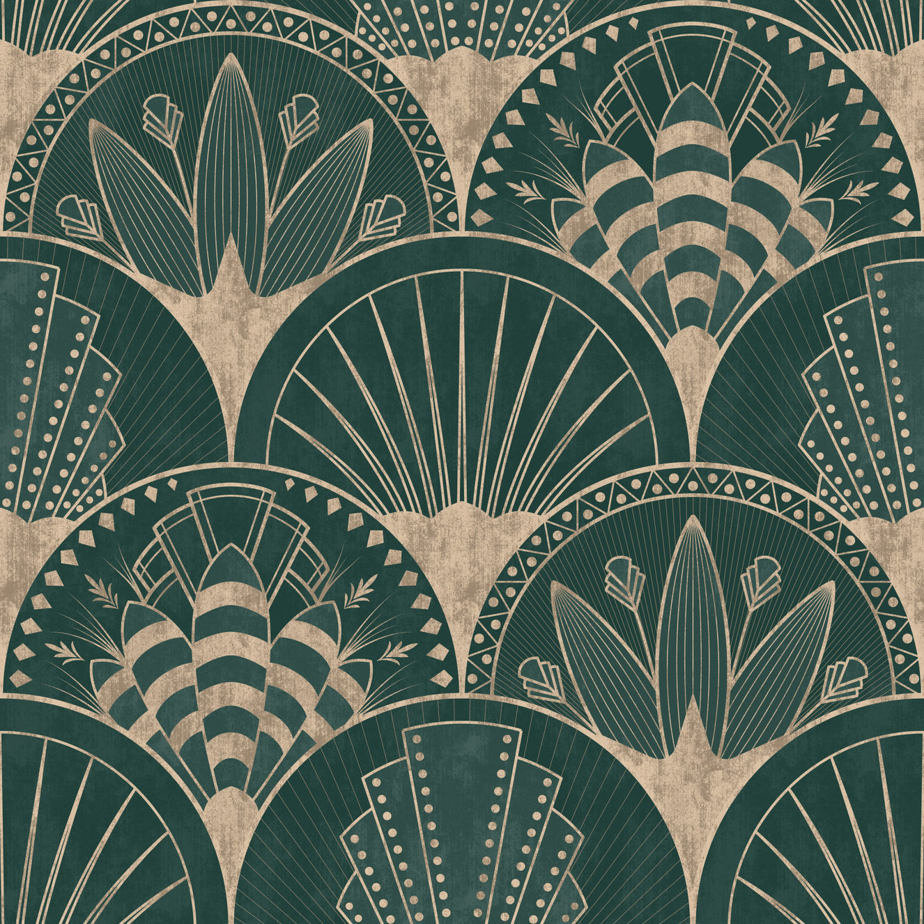 Art Deco Golden Fans Wallpaper⁠