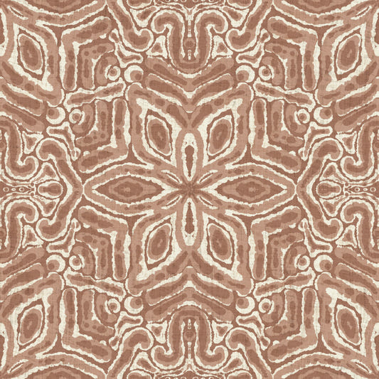 Batik Geometric Flower Mocha Mousse Wallpaper⁠