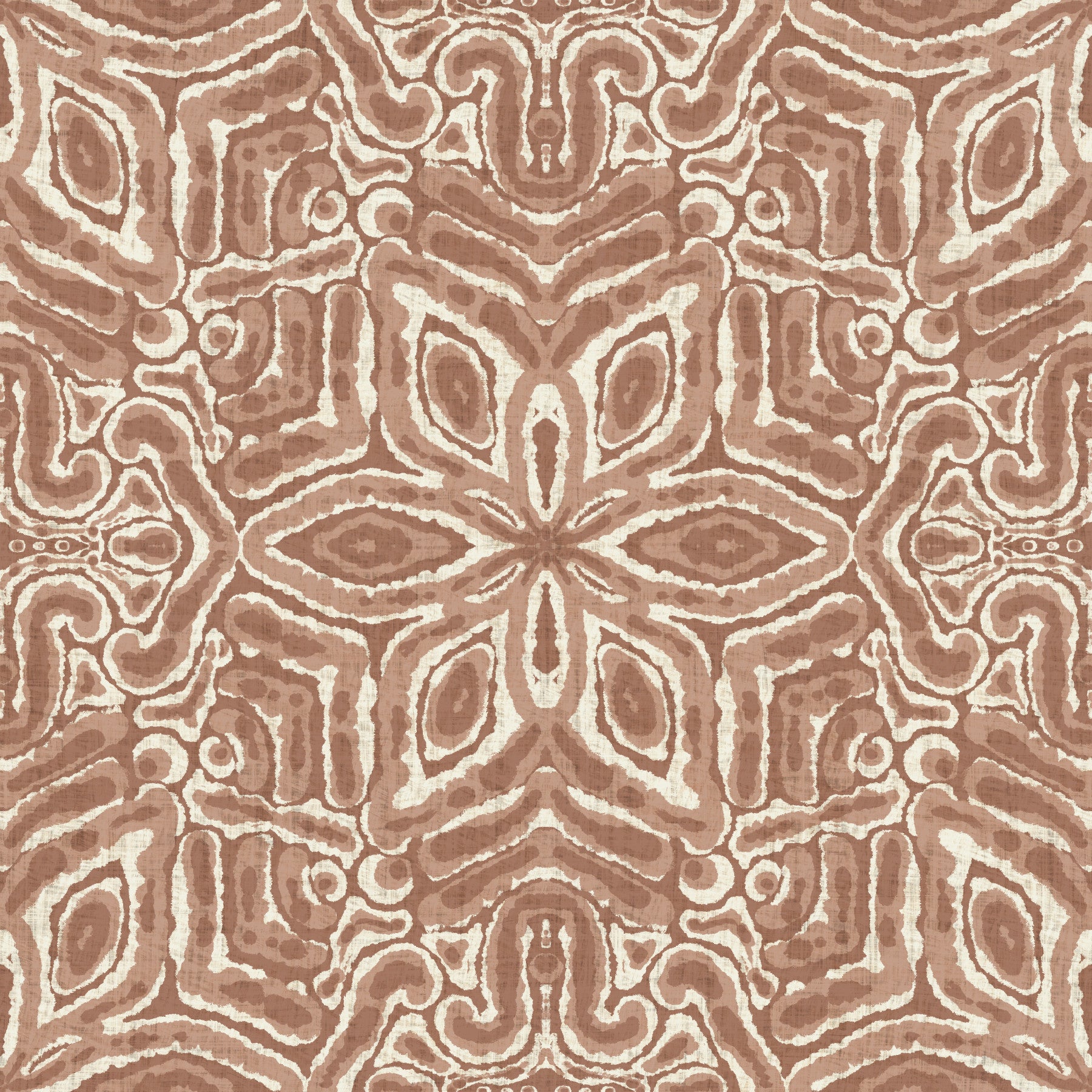 Batik Geometric Flower Mocha Mousse Wallpaper⁠