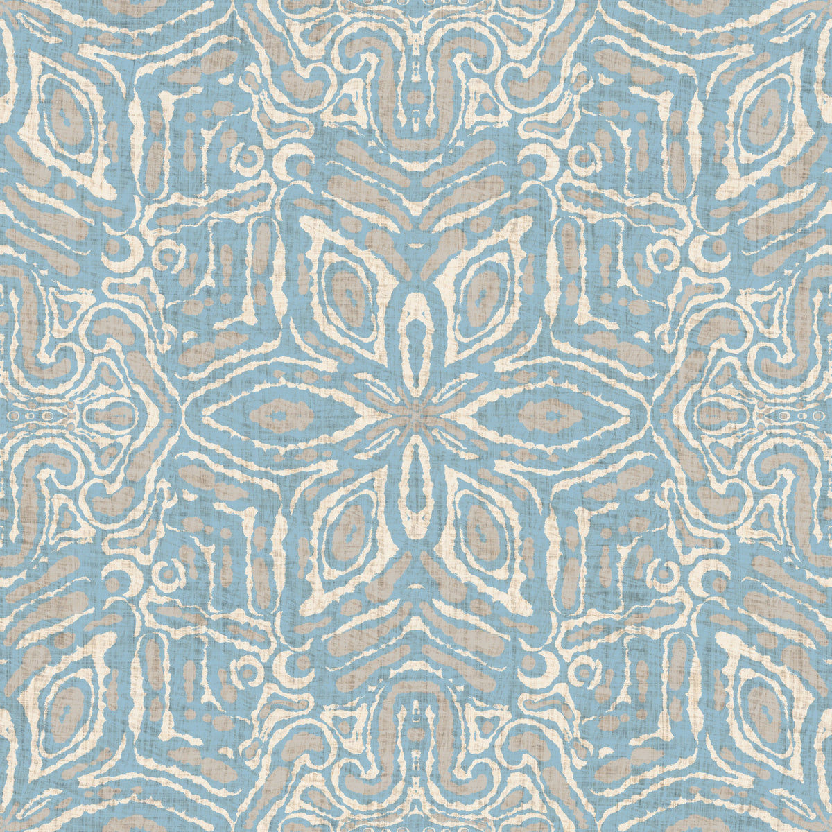 Batik Geometric Flower Muted Blue Wallpaper⁠ in your room — zoomed