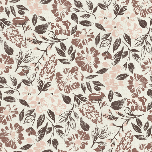 Rustic Floral Tapestry Neutral Tones Wallpaper⁠