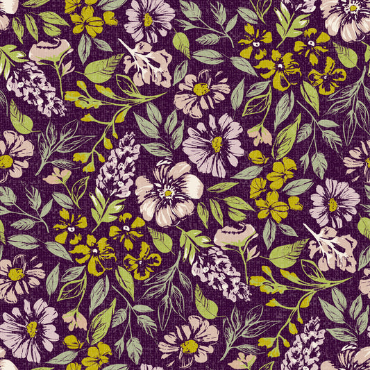 Rustic Floral Tapestry Dark Green Wallpaper⁠ Dark Purple Wallpaper⁠