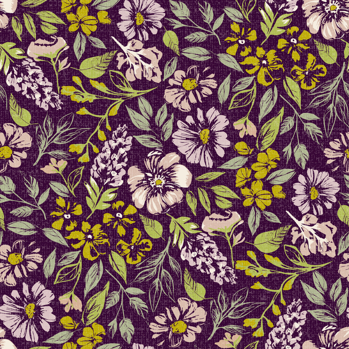 Rustic Floral Tapestry Dark Green Wallpaper⁠ Dark Purple Wallpaper⁠ in your room — zoomed