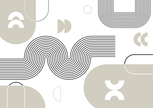 Retro Geometric Waves Wall Mural