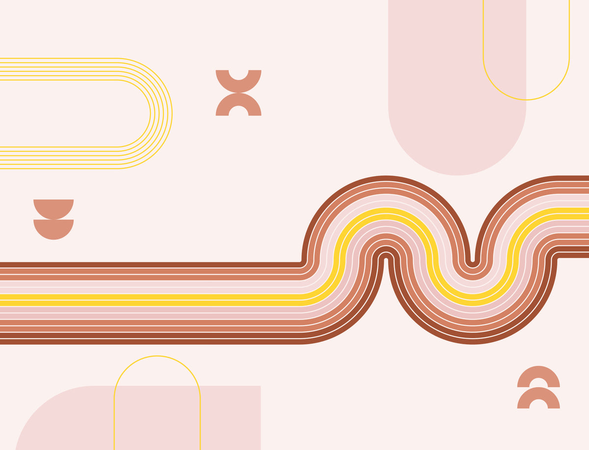 Retro Curvy Lines Boho Wall Mural in your room — zoomed