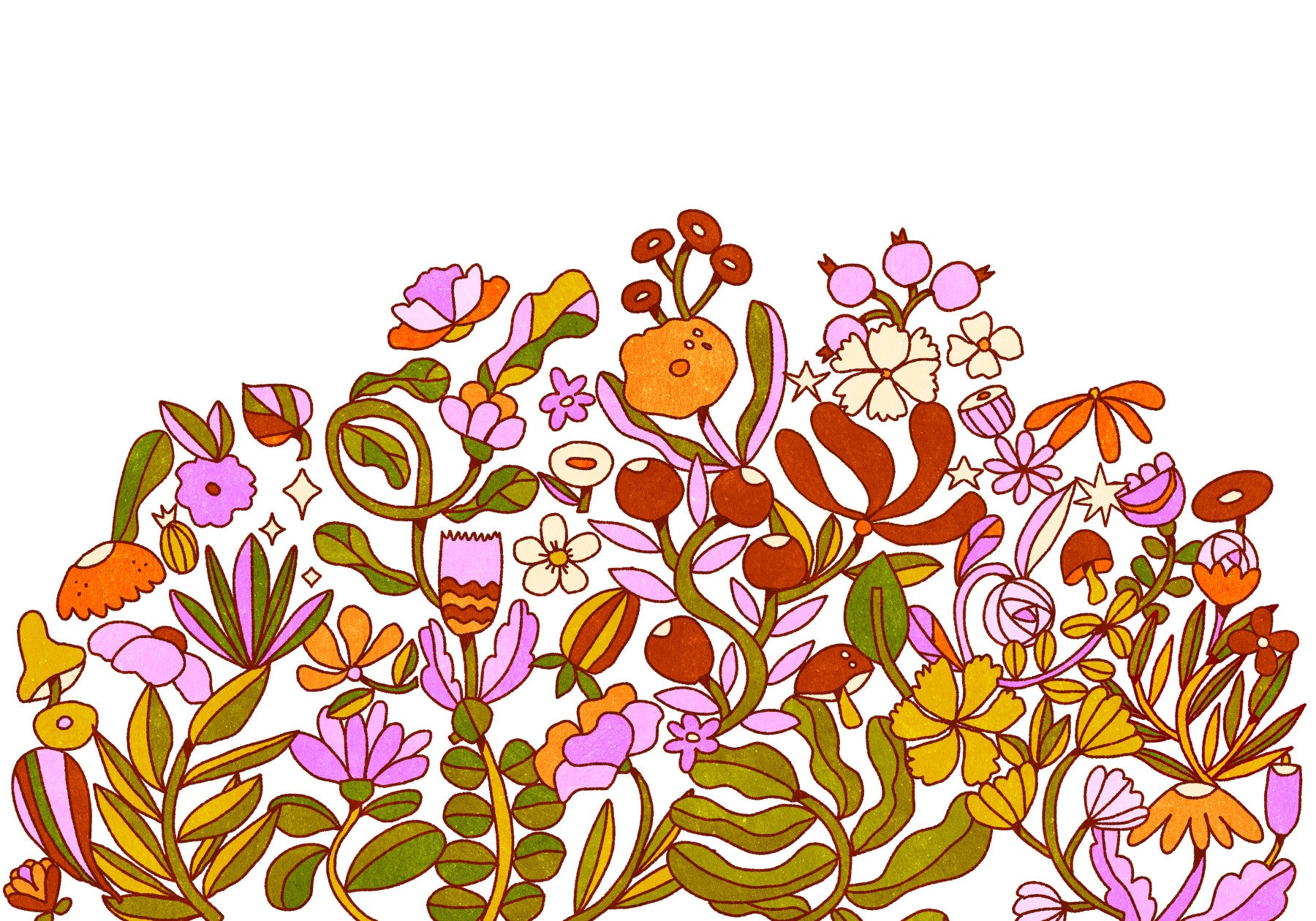 Retro Bloom Wall Mural
