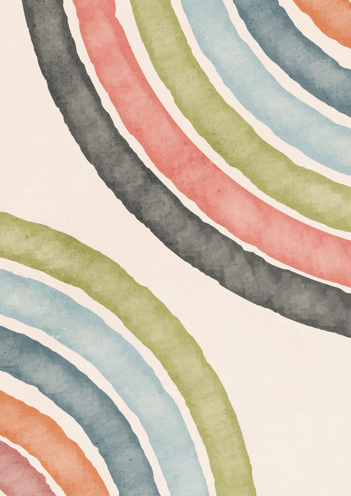 Abstract Watercolor Arcs Wall Mural