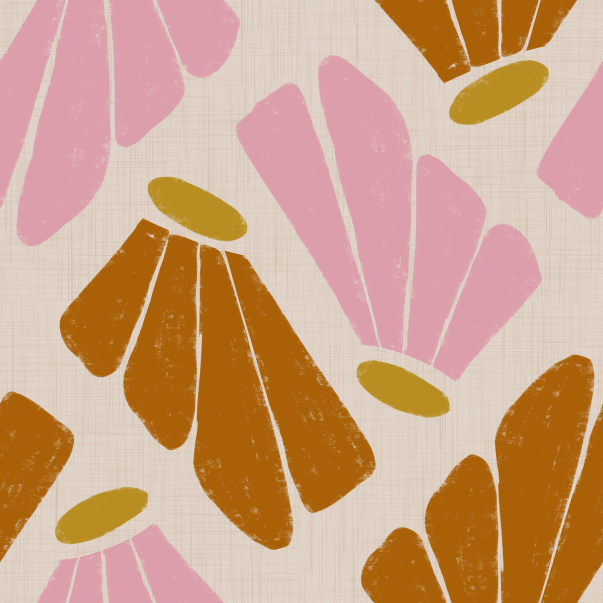 Matisse Inspired Floral Pink Orange Beige Wallpaper⁠ in your room — zoomed