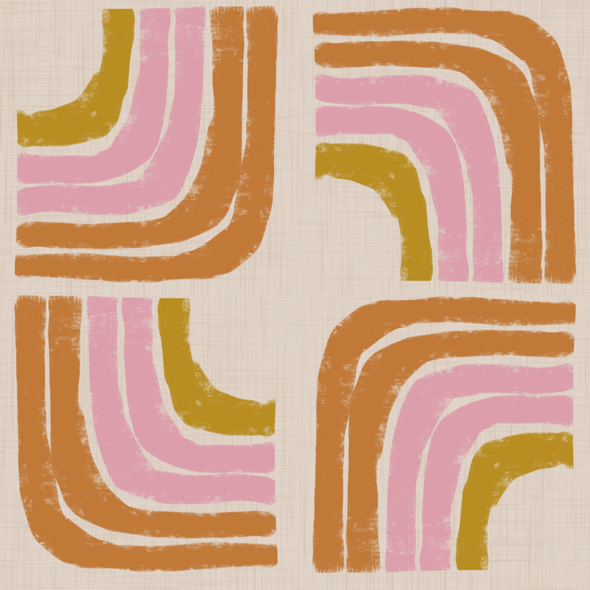 Retro Rainbow Geo - Mid Century Modern Arc Wallpaper⁠ in your room — zoomed