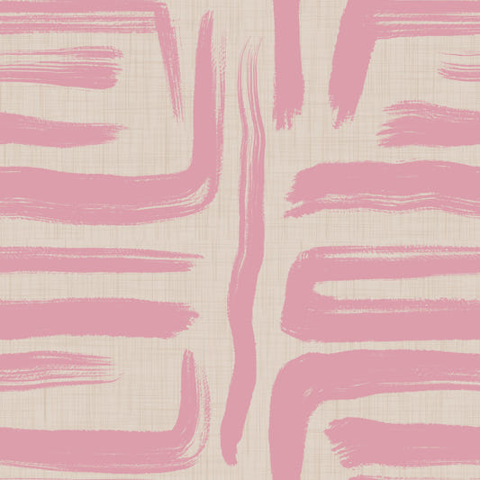 Blush Brushstrokes - Abstract Mid Century Modern Wallpaper⁠