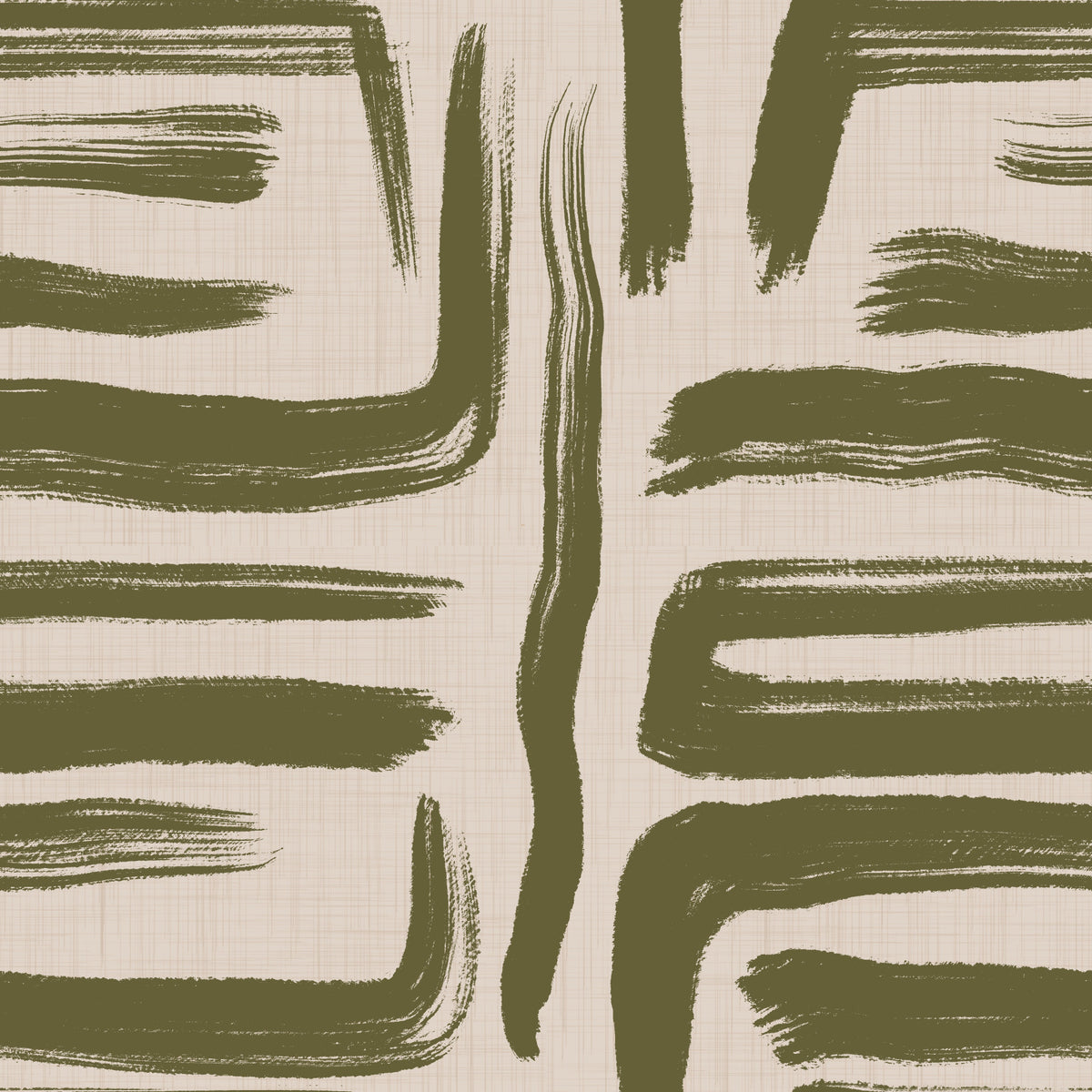 Olive Brushstrokes - Abstract Mid Century Modern  Wallpaper⁠