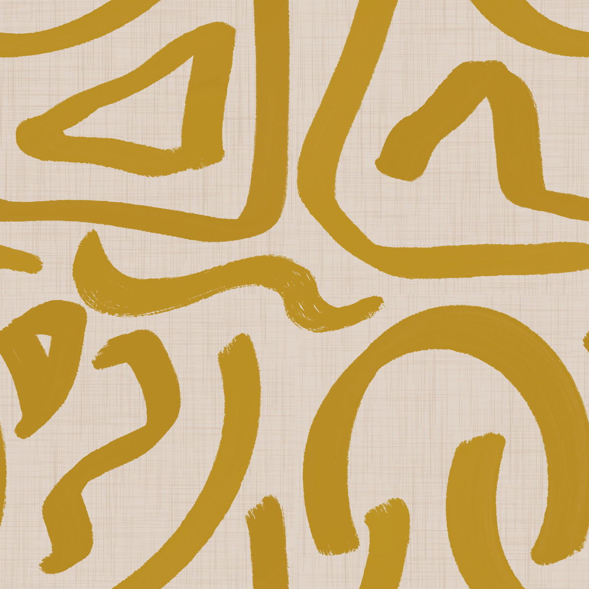 Retro Mustard Scribbles - Abstract Mid Century Brush  Wallpaper⁠ in your room — zoomed