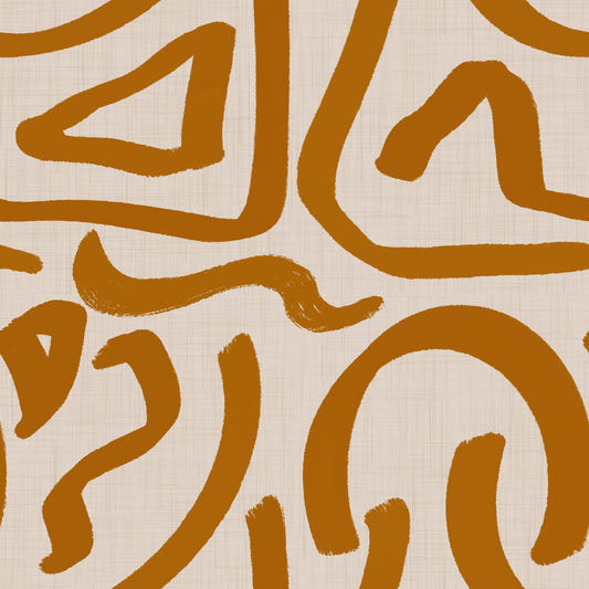 Retro Terra Scribbles - Abstract Mid Century Brush Wallpaper⁠