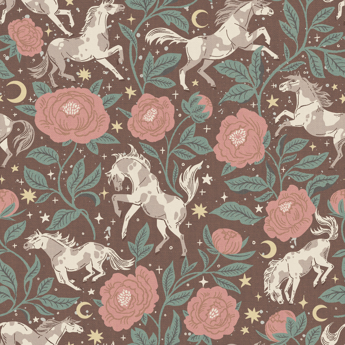 Ponies and Peonies Wild West Americana-02 Wallpaper⁠