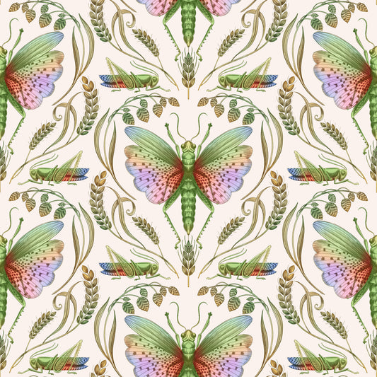 Rainbow Grasshopper Damask light Wallpaper⁠