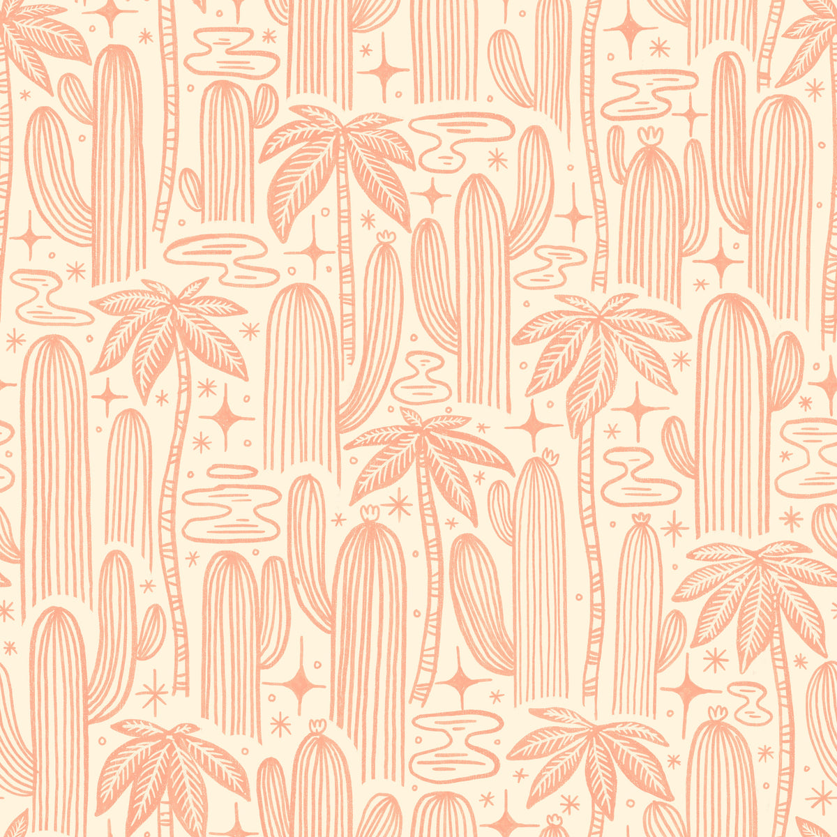 Saguaro Starlight Offwhite Wallpaper⁠ in your room — zoomed