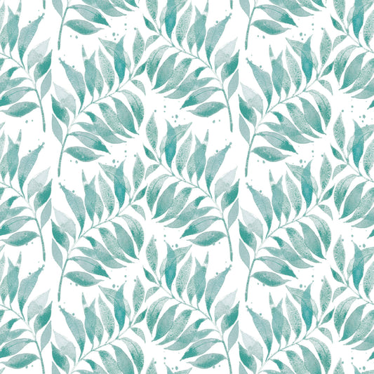 Textured Watercolor Palm Leaf Aqua Wallpaper⁠