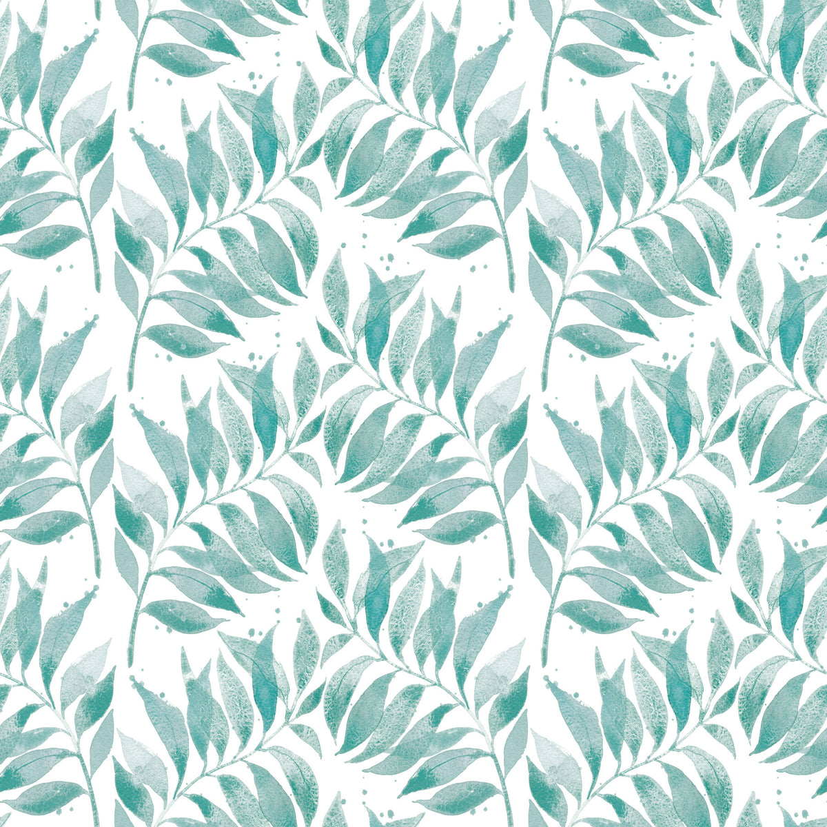 Textured Watercolor Palm Leaf Aqua Wallpaper⁠