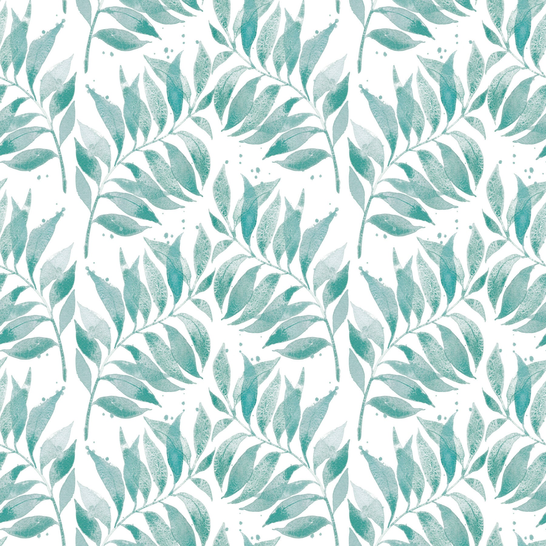Textured Watercolor Palm Leaf Aqua Wallpaper⁠