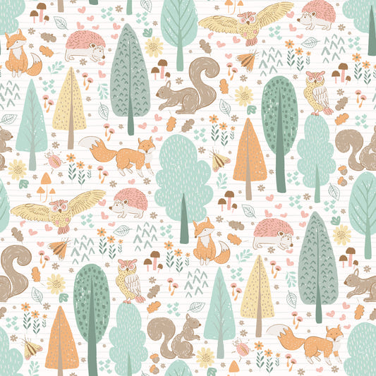 Playful Woodland Nursery Animals  Wallpaper⁠