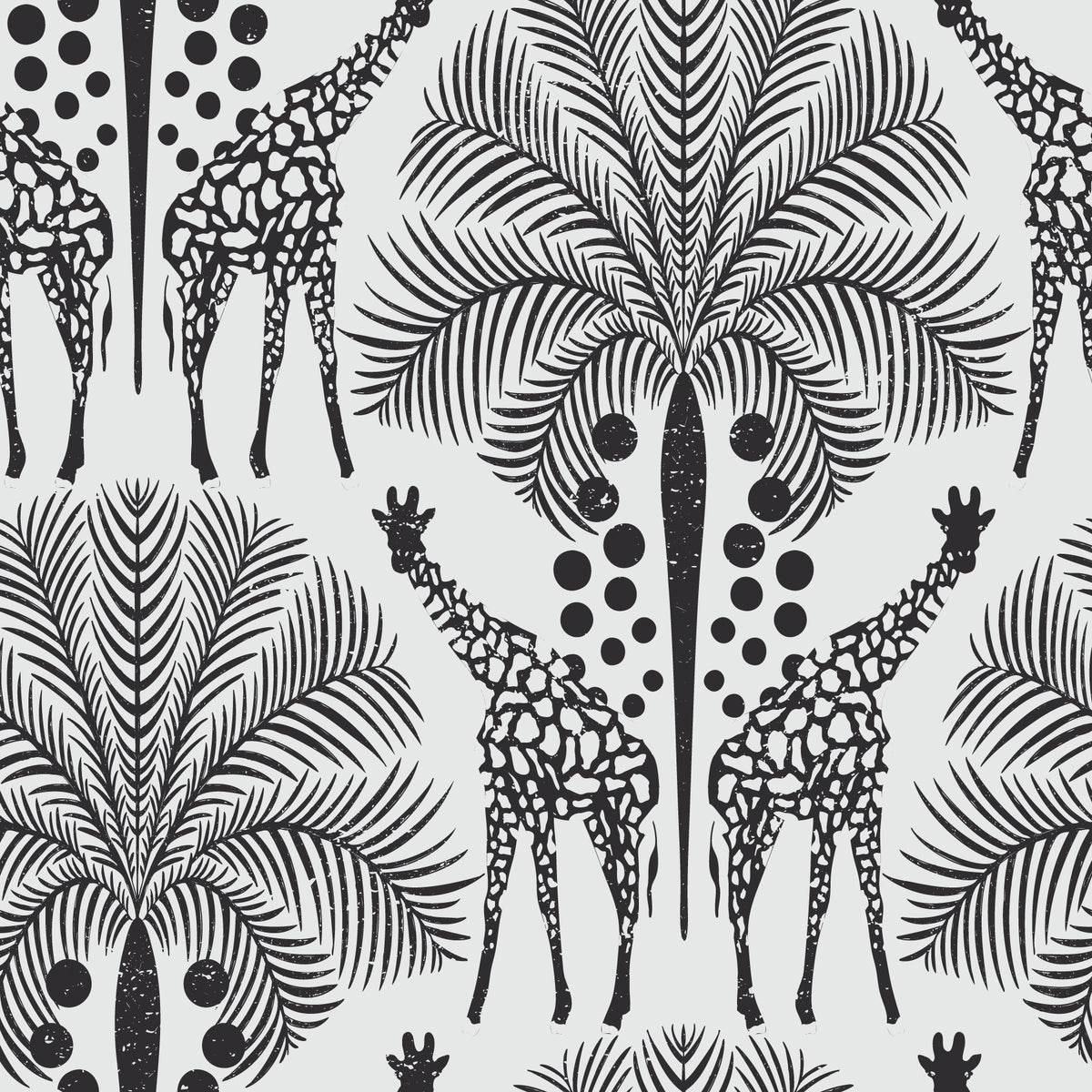 Safari Giraffe in Black and White Wallpaper⁠